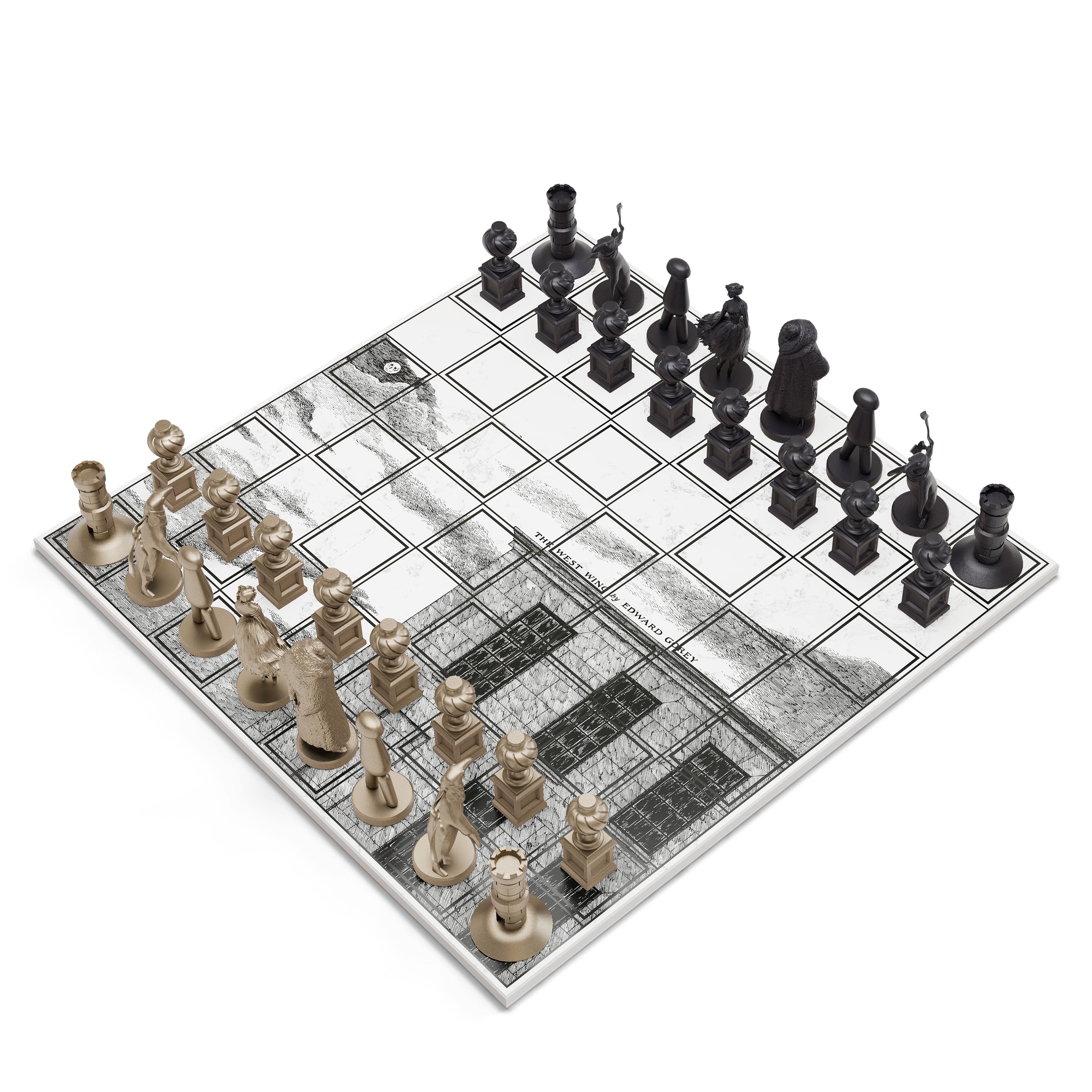 Neochess x Edward Gorey : Bronze Characters - Luxury Chess Set
