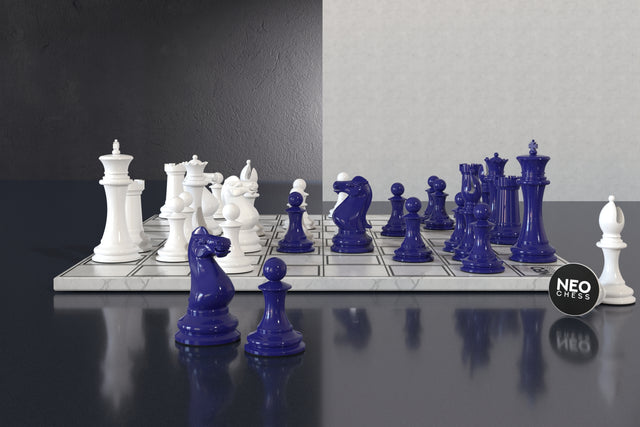 Neochess Wooden Series: Blue vs. White - Luxury Chess Set