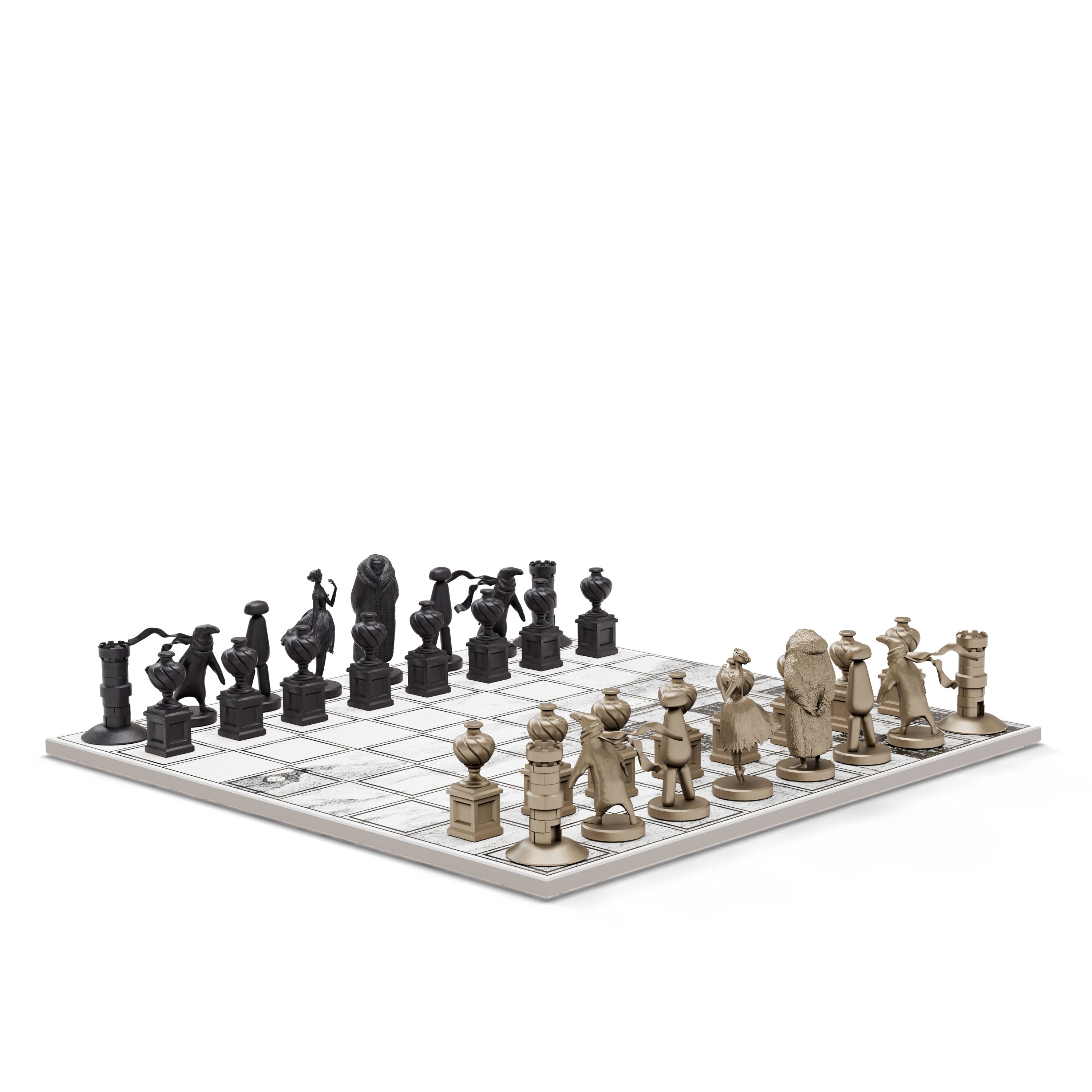 Neochess x Edward Gorey : Bronze Characters - Luxury Chess Set