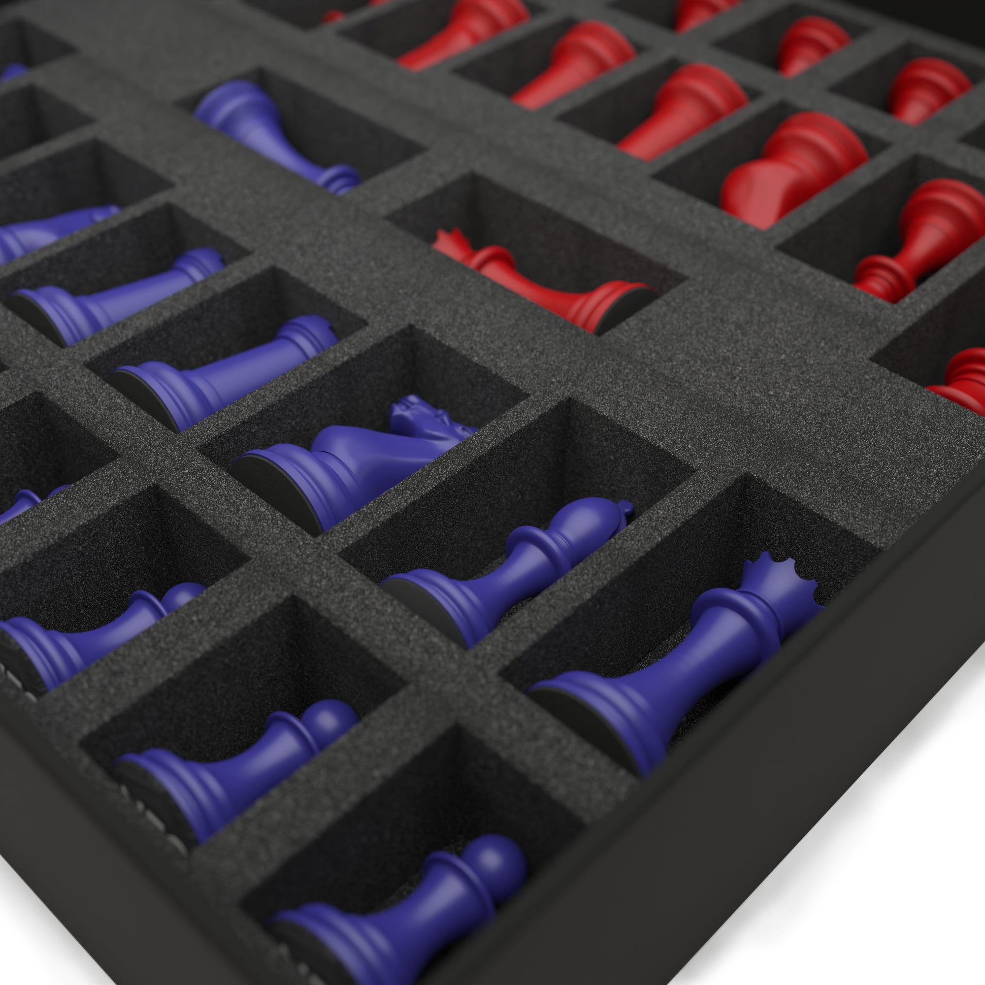 Neochess Steel Series: Blue vs. Red - Luxury Chess Set