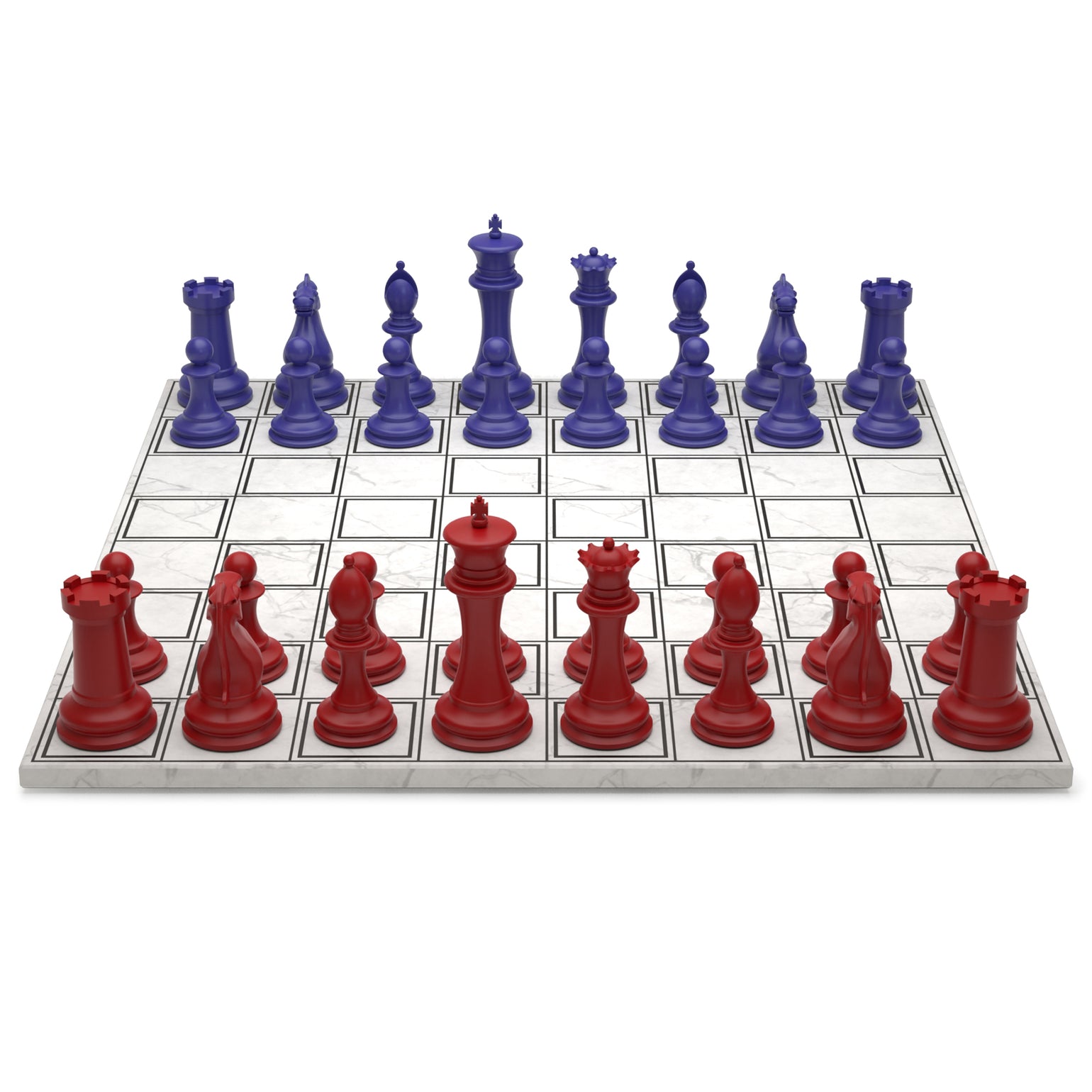 Neochess Steel Series: Blue vs. Red - Luxury Chess Set