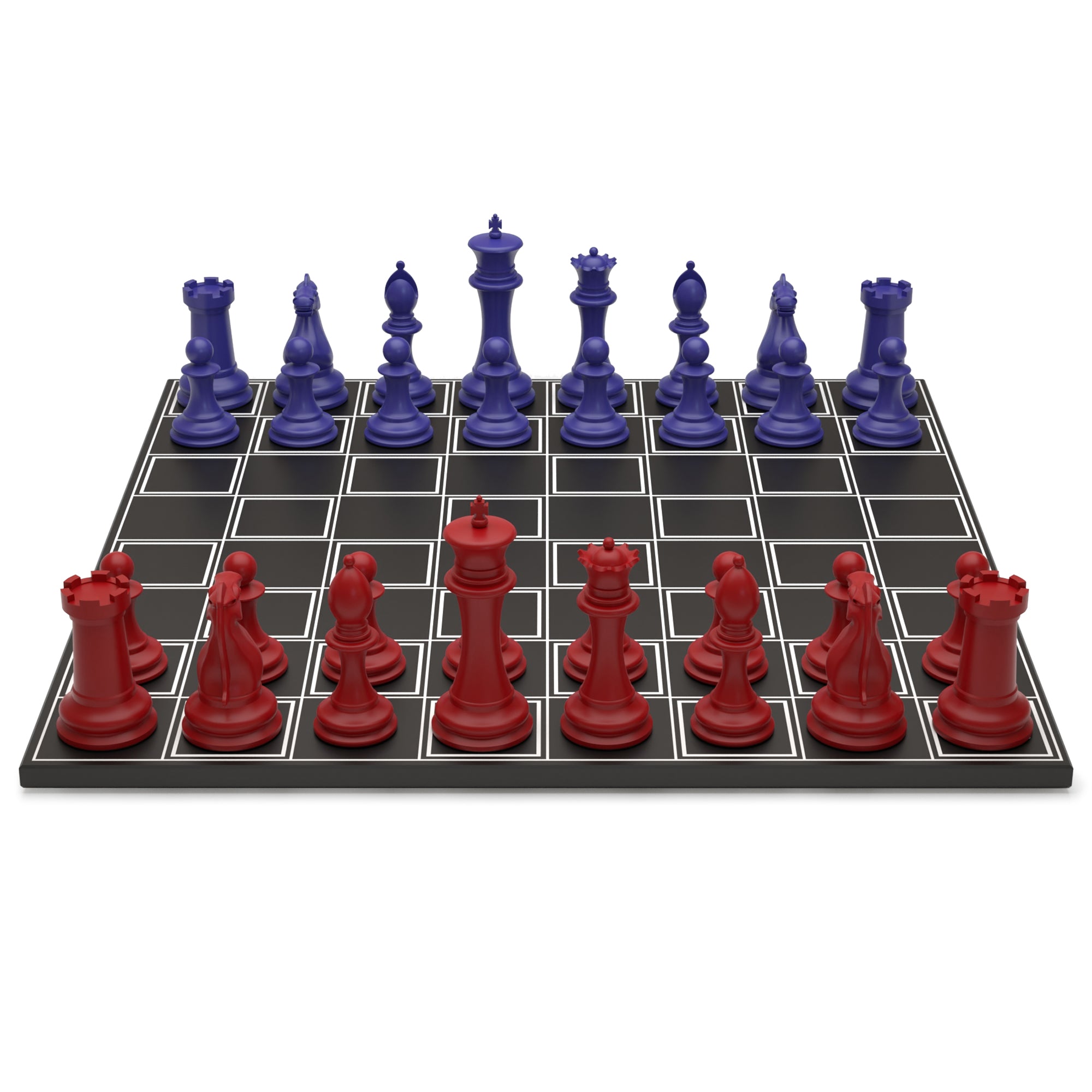 Neochess Steel Series: Blue vs. Red - Luxury Chess Set