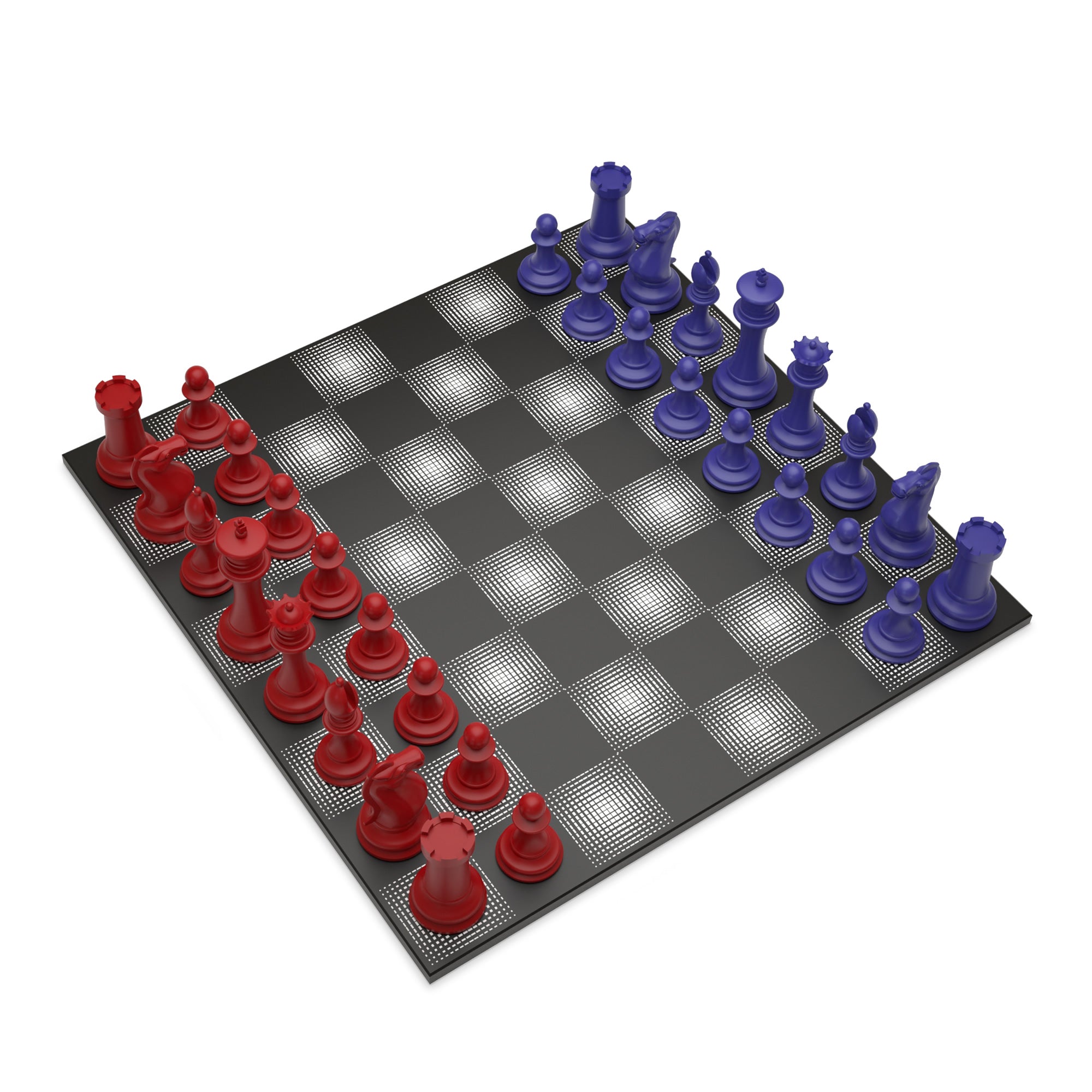 Neochess Steel Series: Blue vs. Red - Luxury Chess Set